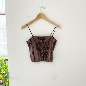 NEW Forever 21 Red Sequin Cropped Tank Size Small